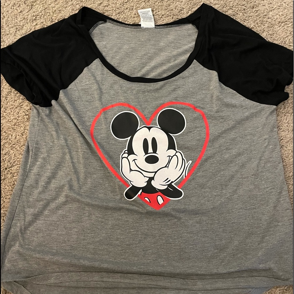 Disney Black and Gray Mickey Mouse Tee